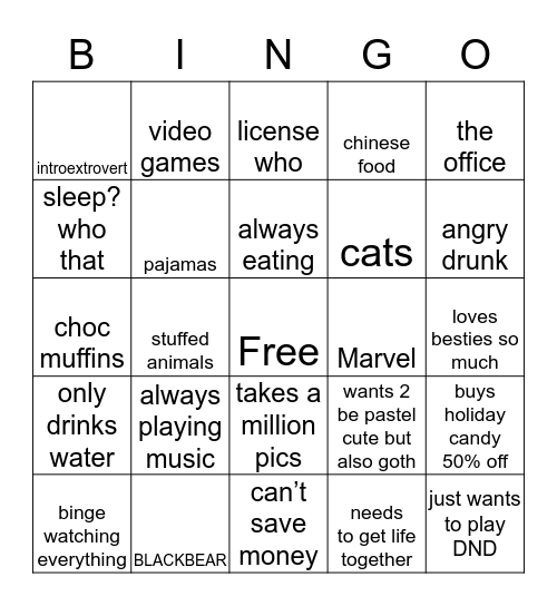 Jack Bingo Card