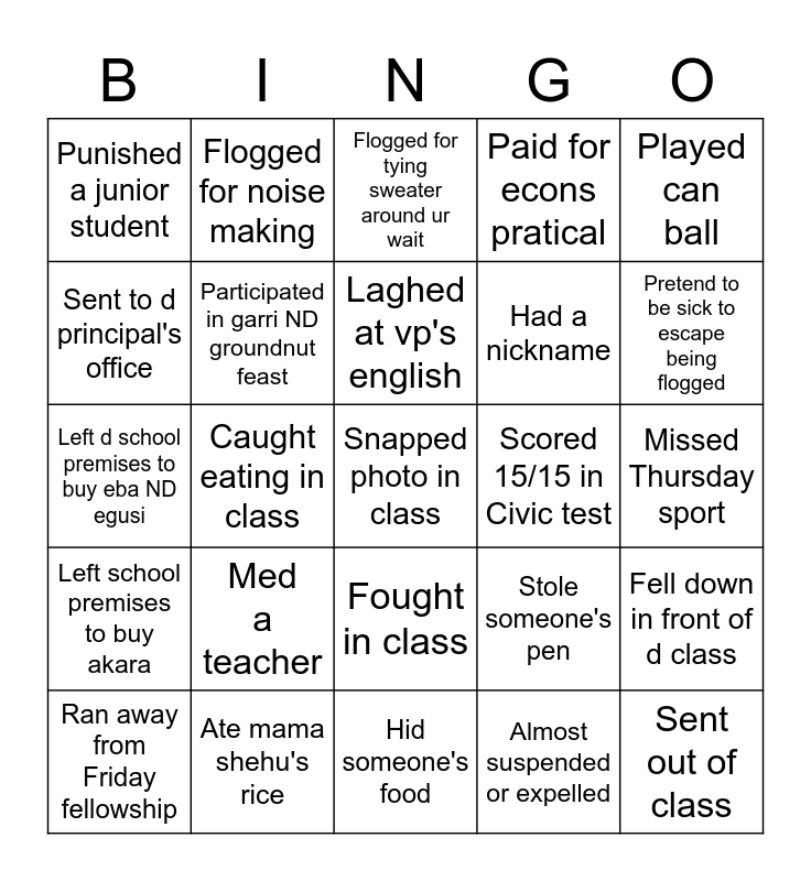 St Paul challenge Bingo Card