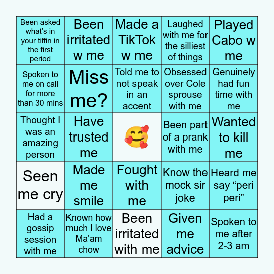 ASH’S BINGOO🥳 Bingo Card