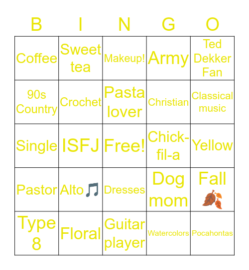 Ashlee’s Bingo Card