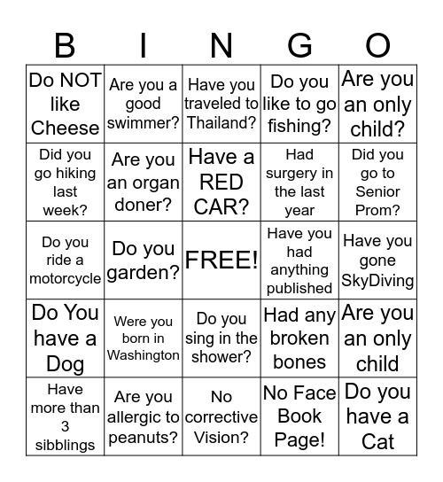 LADIES TEA PARTY Bingo Card