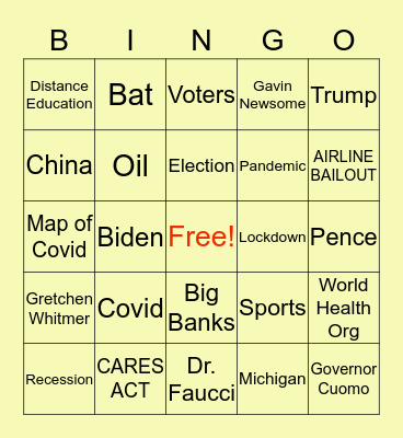 NPR News Bingo MARCH/APRIL Bingo Card