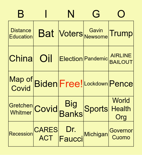 NPR News Bingo MARCH/APRIL Bingo Card