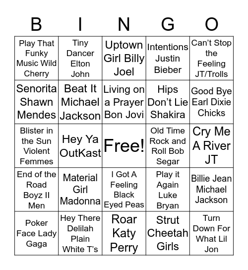 SJDS Music Bingo Card