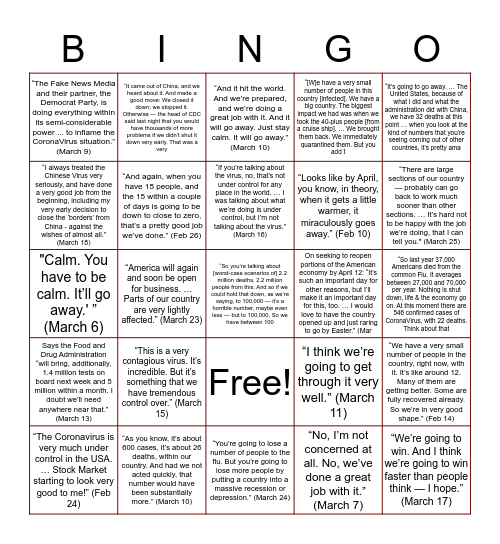Trump-Virus Bingo Card