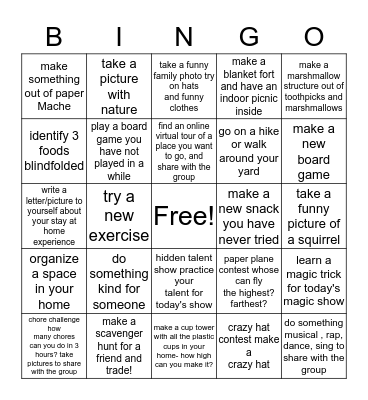 Bingo Challenge ! Bingo Card