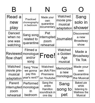 Infinity Arts Academy BINGO! Bingo Card