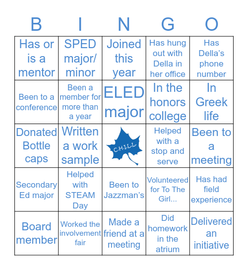 C.H.I.L.L. Bingo! Bingo Card