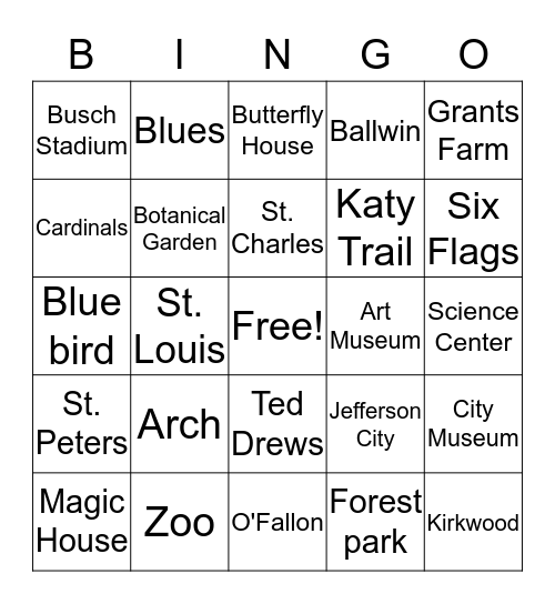Missouri Bingo Card