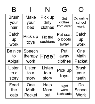 Rosie's Bingo Card Bingo Card