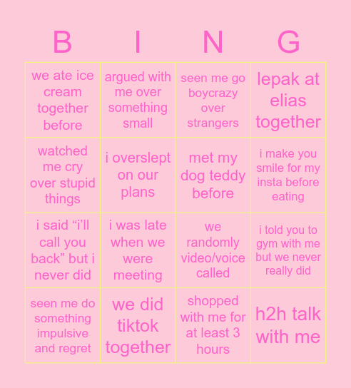 esther gee’s Bingo Card