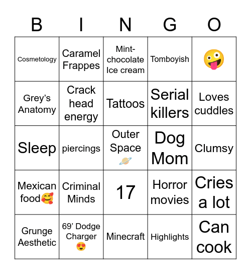 Jennika🖤 Bingo Card