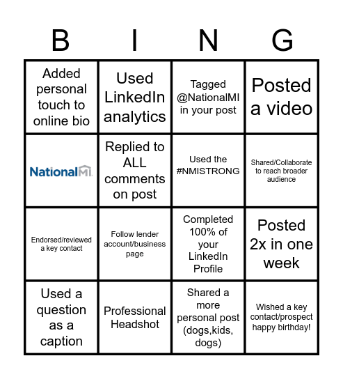 SOCIAL MEDIA BINGO! Bingo Card