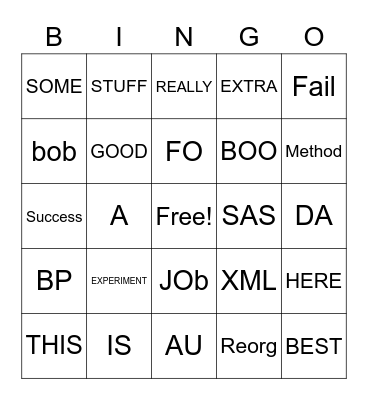 TEST SAS Bingo Card