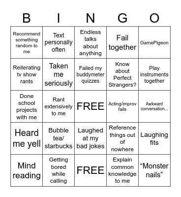 liviya’s second bingo 🙄 Bingo Card