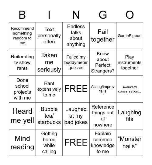 liviya’s second bingo 🙄 Bingo Card