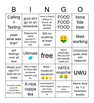 S O F I A Bingo Card