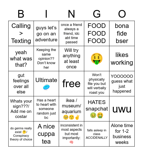 S O F I A Bingo Card