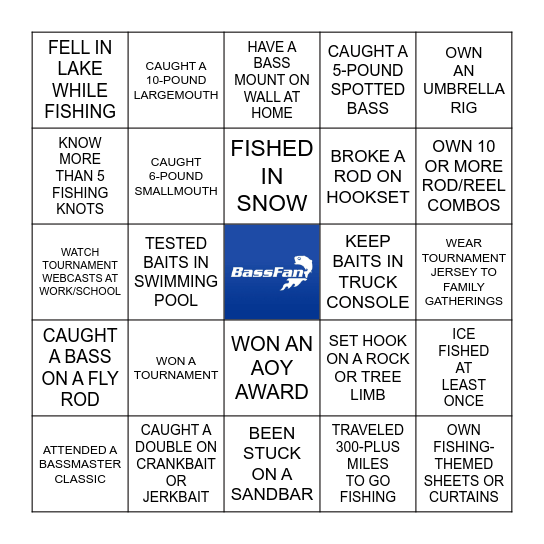 Bass Bingo Card