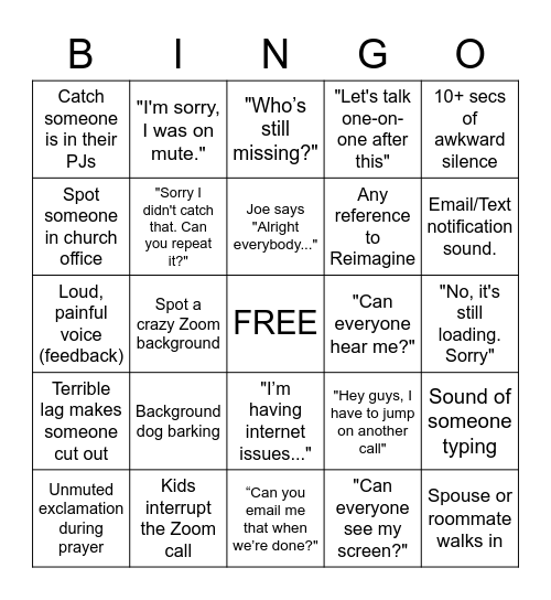 CCC Zoom Bingo Card