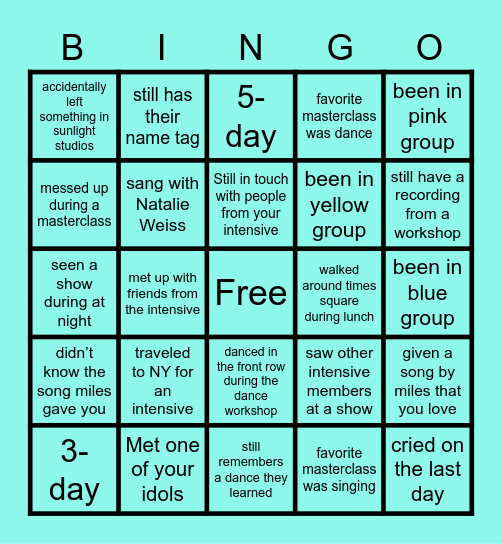 Werk With Bway Bingo :) Bingo Card