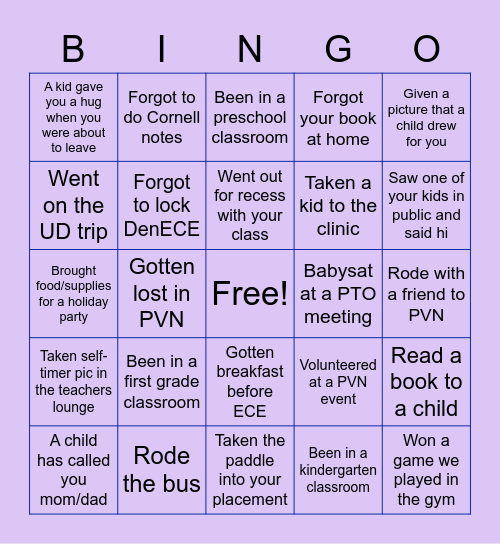 ECE Bingo Card