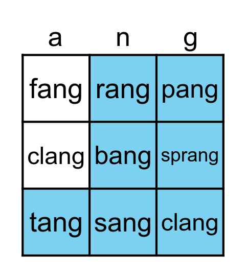 -ang Bingo Card