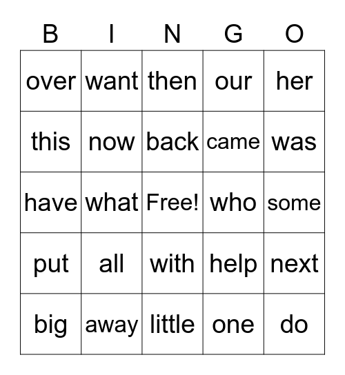 Gr 1 Term 2 part 1 Bingo Card
