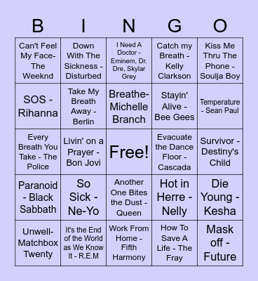 COVID 19 HITS Bingo Card