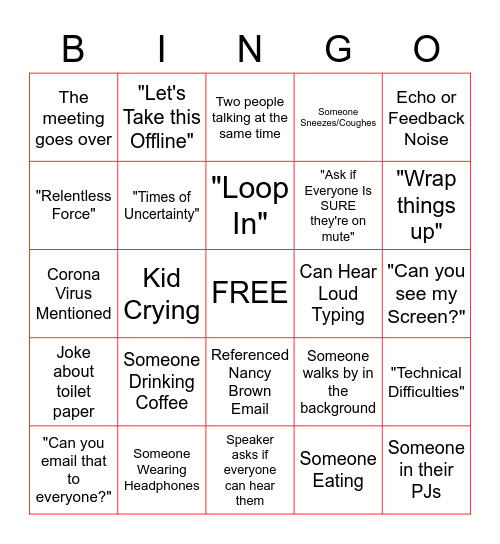 Innovation Bingo Card