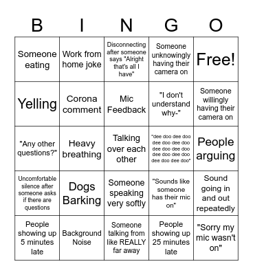 Meeting Bingo Card