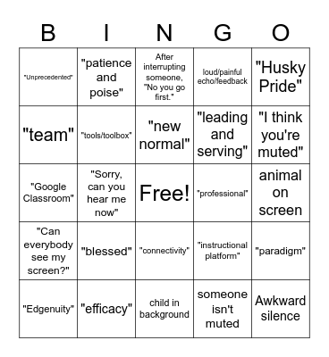 Faculty Meeting Bingo Card
