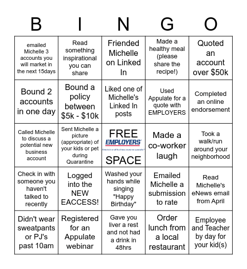 Let's WIN with EMPLOYERS! Bingo Card