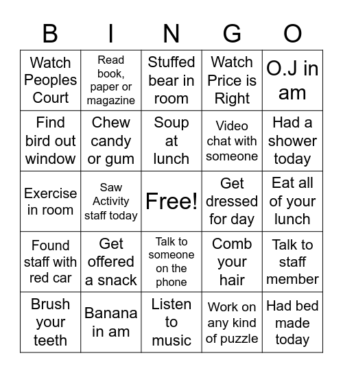 Brookside Terrace Bingo Card