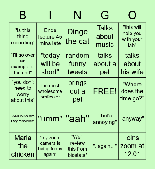 SDS 348 WOODWARD Bingo Card