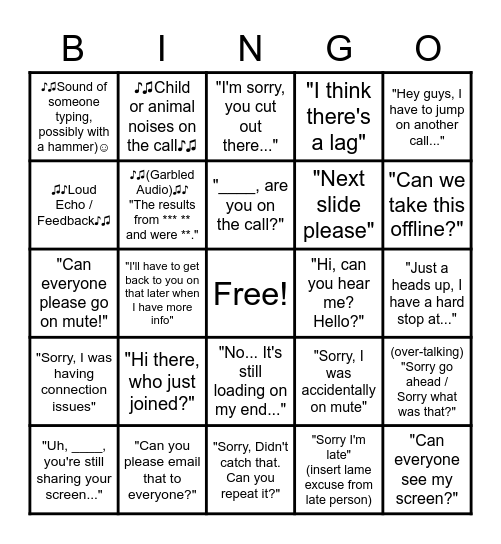 CNX Staff - Conference Call Expressions Bingo Card