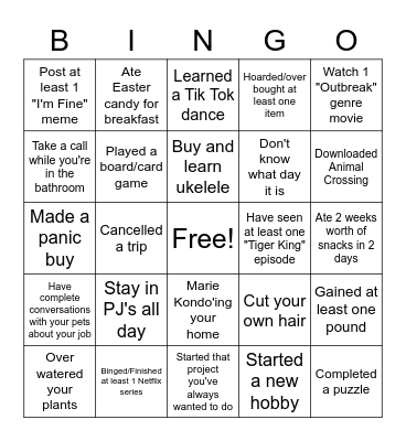 WFH Bingo Card