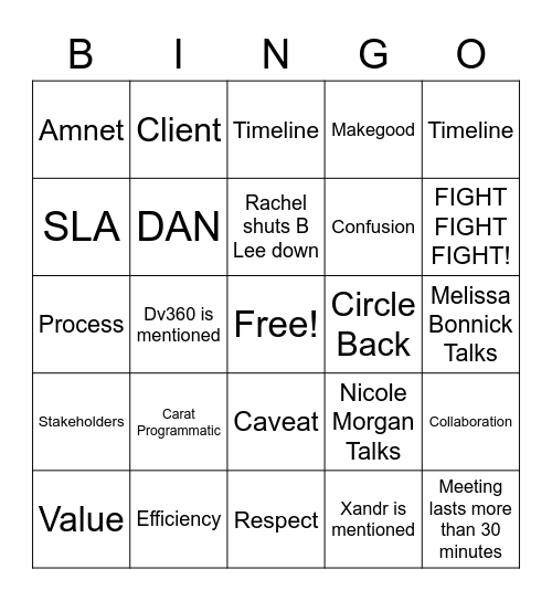 B Lee BINGO Card