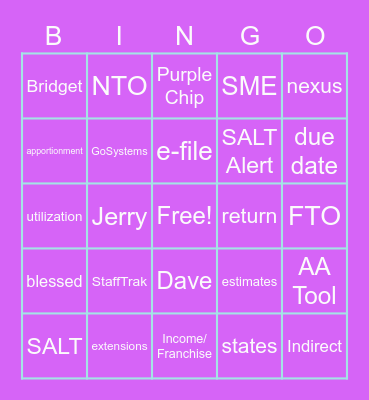 SALT Bingo Card