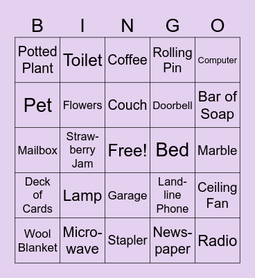 Stay At Home Bingo Card