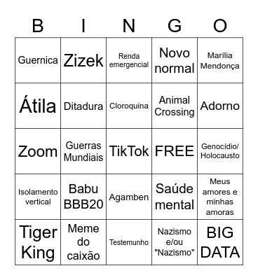 Bingo Mimimidias Bingo Card