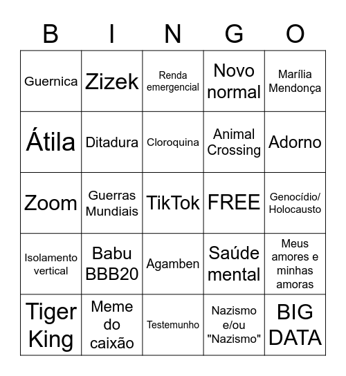 Bingo Mimimidias Bingo Card