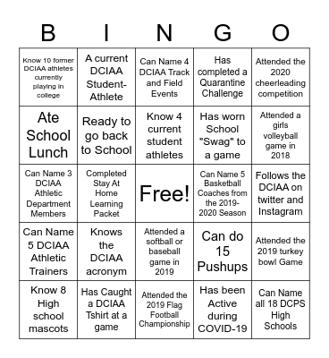 DCIAA Bingo Card