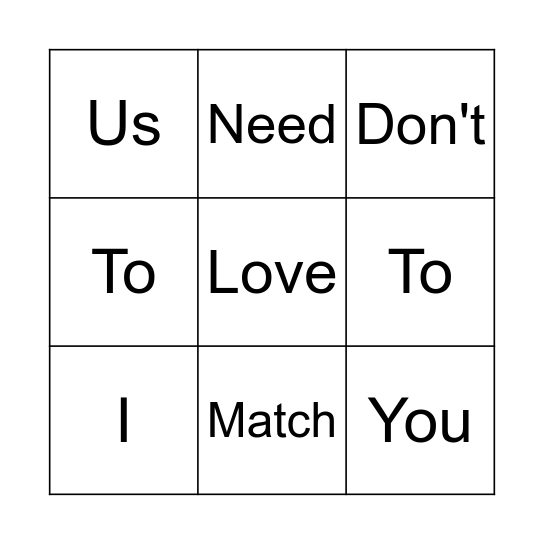 To My Friends Bingo Card