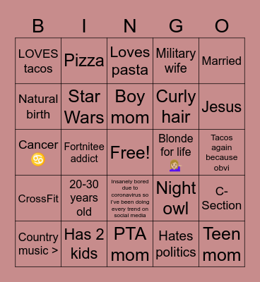 How much do you have in common with Marisa Bingo Card