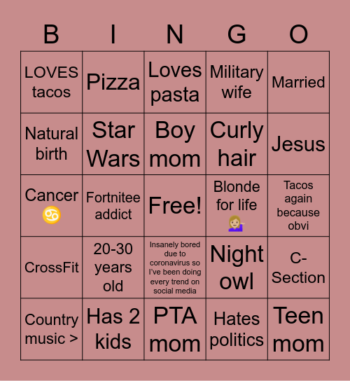 How much do you have in common with Marisa Bingo Card