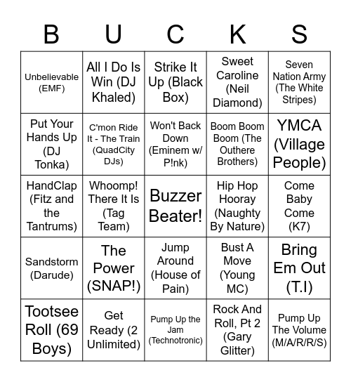 Bingo Bango Bucks Bingo Card