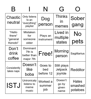 How Sam are you? Bingo Card