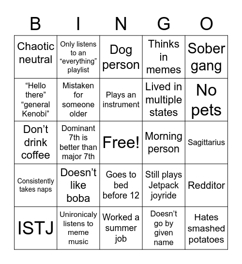 How Sam are you? Bingo Card