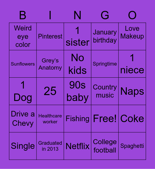 Katelyn’s Bingo Card